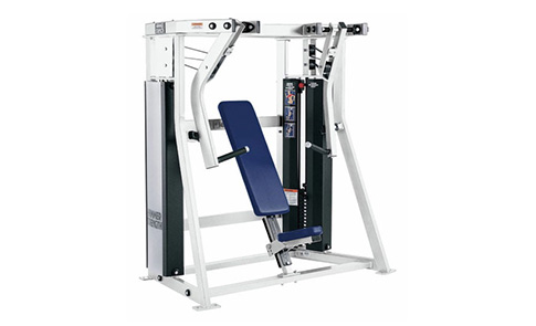 插片配重分動式下斜推胸訓練器